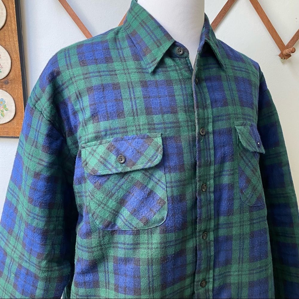 Vintage Plaid Flannel Quilted Lined Shirt Jacket - Picture 9 of 12